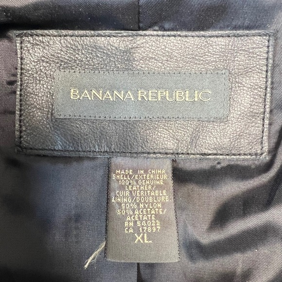 Banana Republic L Black Genuine Leather Driving Coat Minimalist Casual Jacket - Picture 8 of 9